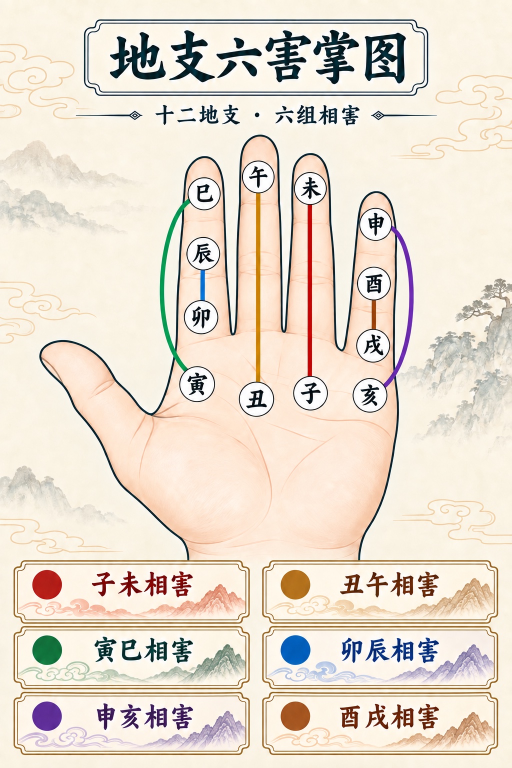 地支六害掌诀图