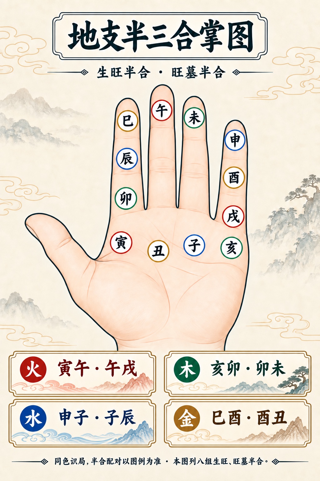 地支半三合掌诀图