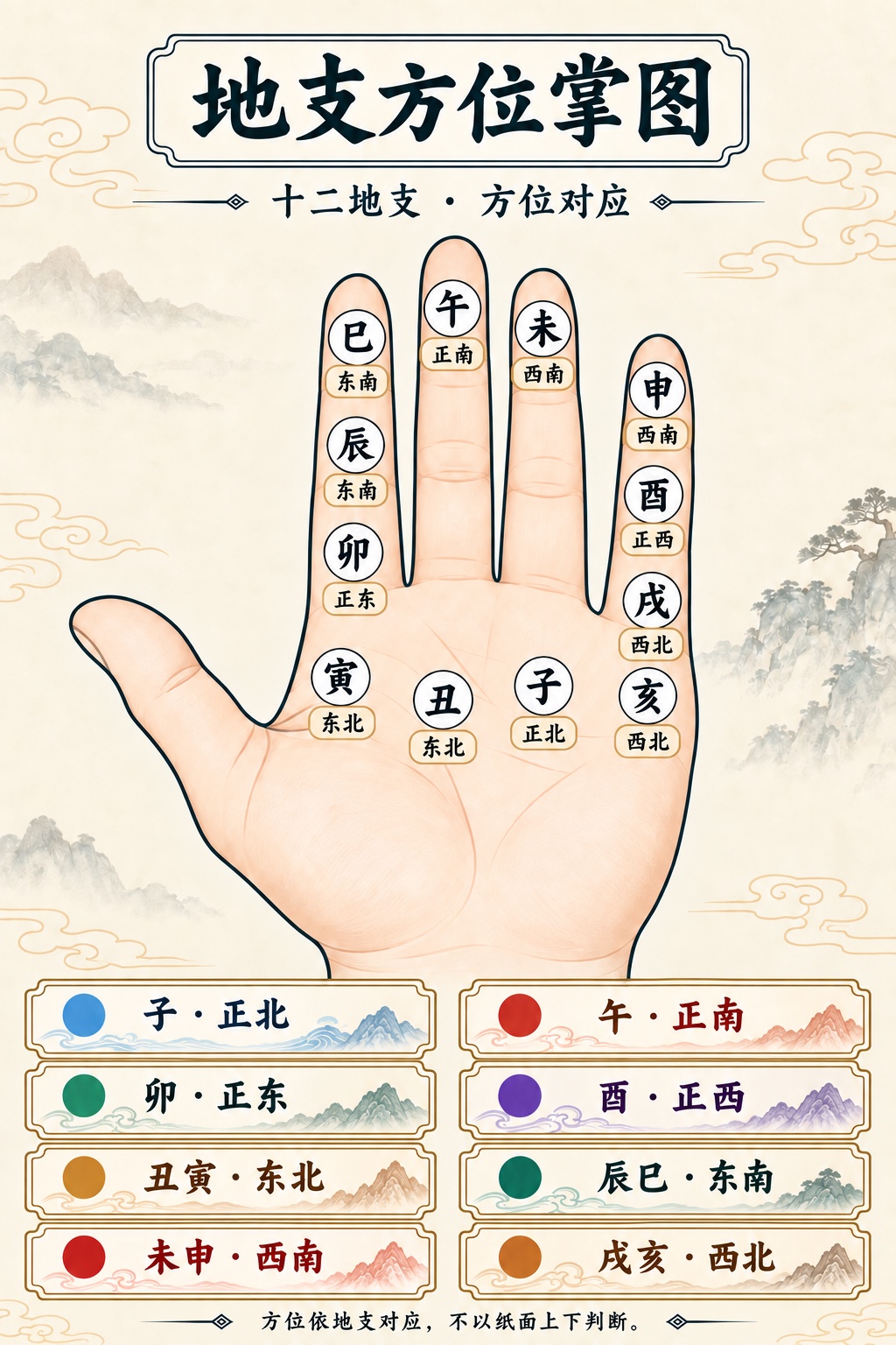 地支方位掌诀图
