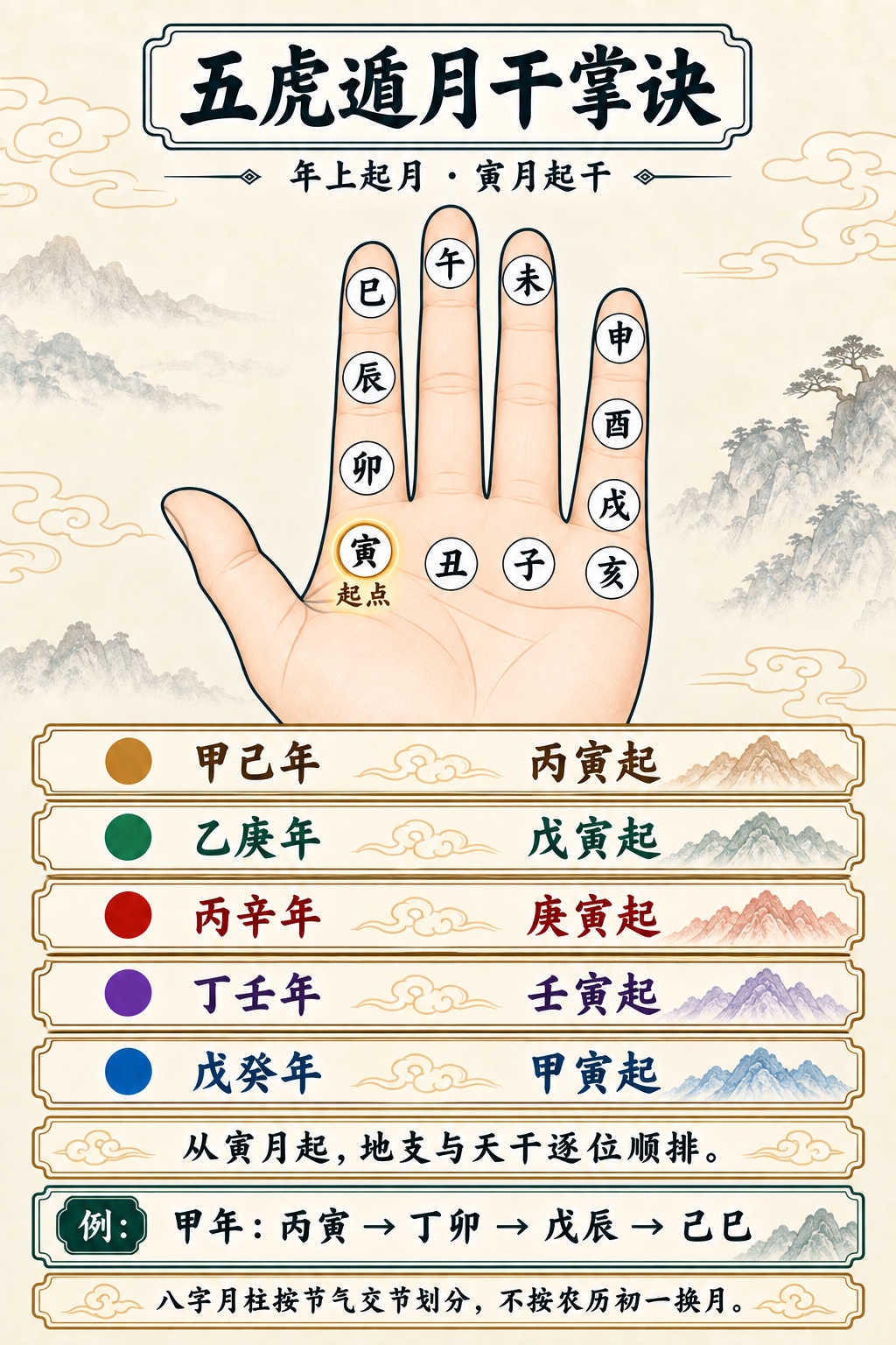 五虎遁月干掌诀图