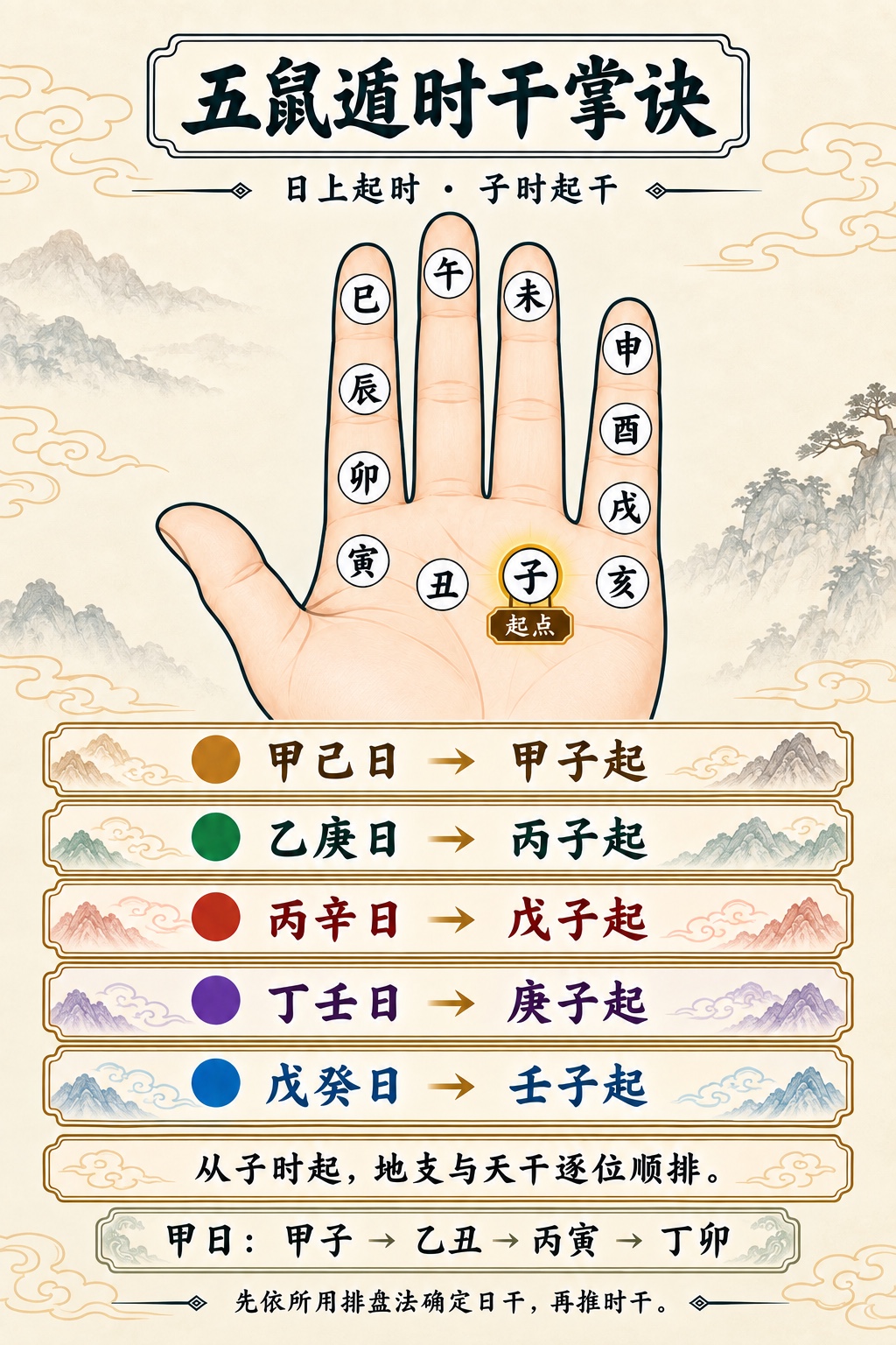 五鼠遁时干掌诀图