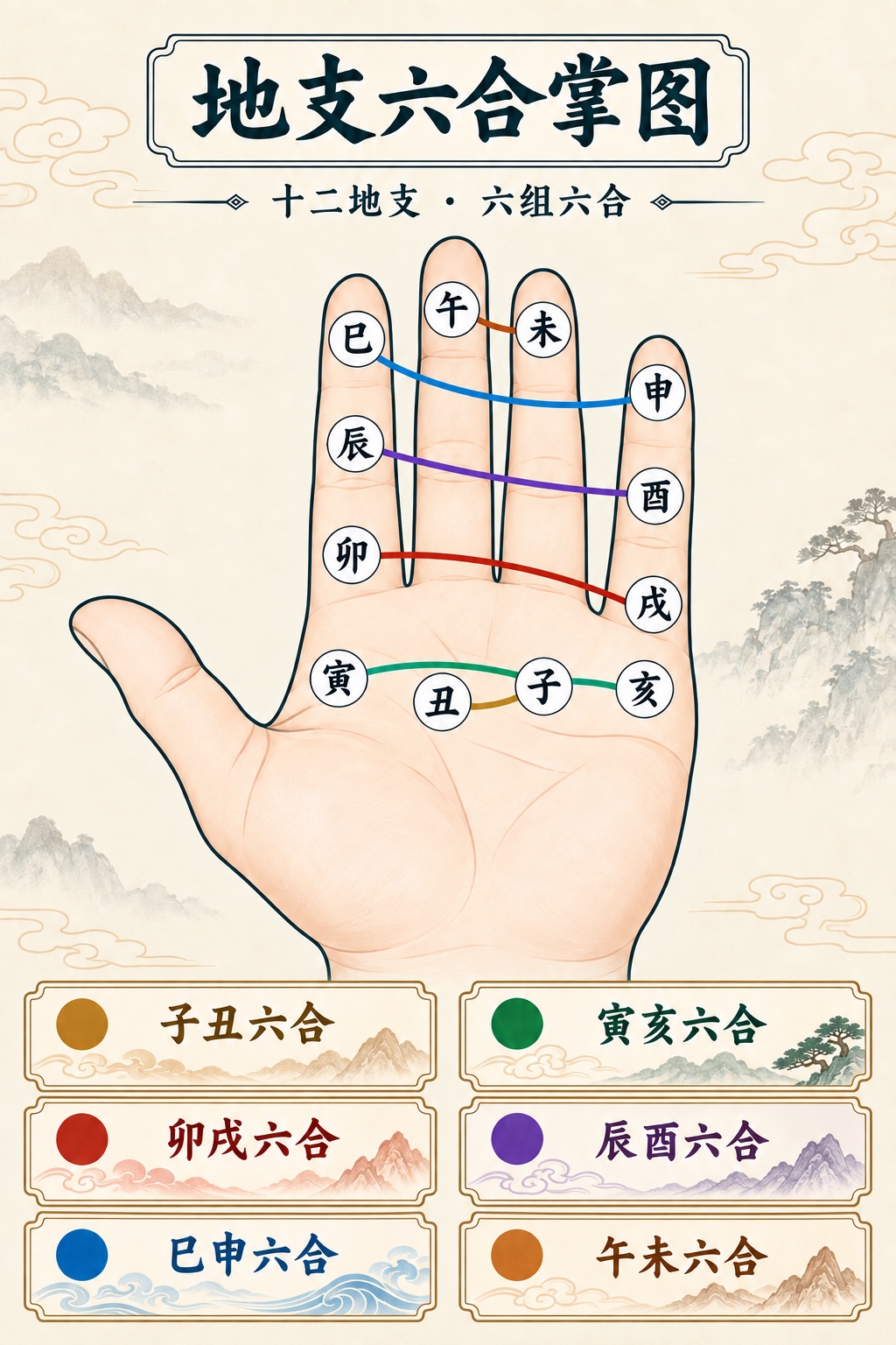 地支六合掌诀图